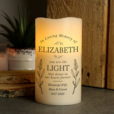Personalised In Loving Memory LED Candle Memorials Everything Personal