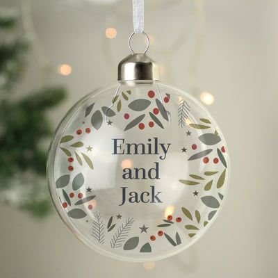 Personalised Festive Christmas Glass Bauble Christmas Decorations Everything Personal