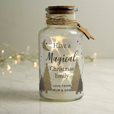 Personalised Christmas Tree LED Glass Jar Christmas Decorations Everything Personal