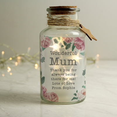 Personalised Floral Watercolour LED Glass Jar LED Lights, Candles & Decorations Everything Personal