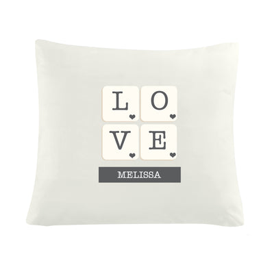 Personalised LOVE Tiles Cushion Textiles Everything Personal