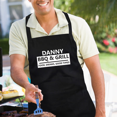 Personalised BBQ & Grill Black Apron Kitchen, Baking & Dining Gifts Everything Personal