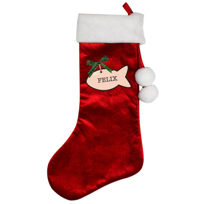 Personalised Cat Treats Luxury Red Stocking Christmas Decorations Everything Personal