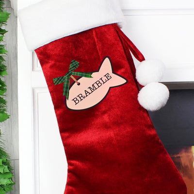 Personalised Cat Treats Luxury Red Stocking Christmas Decorations Everything Personal