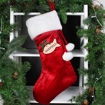 Personalised Cat Treats Luxury Red Stocking Christmas Decorations Everything Personal