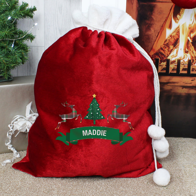 Personalised Nordic Christmas Luxury Pom Pom Red Sack Christmas Decorations Everything Personal
