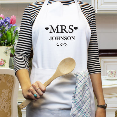 Personalised Mrs White Apron Kitchen, Baking & Dining Gifts Everything Personal