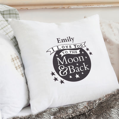 Personalised To the Moon and Back... Cream Cushion Cover Textiles Everything Personal