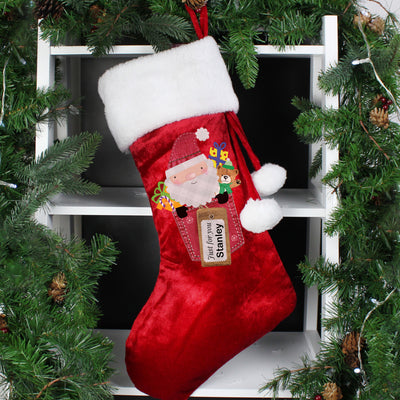 Personalised Santa Claus Luxury Red Stocking Christmas Decorations Everything Personal