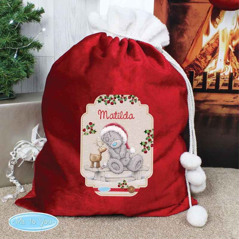 Personalised Me to You Reindeer Luxury Pom Pom Red Sack Christmas Decorations Everything Personal