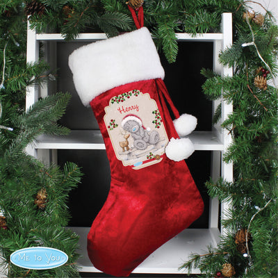 Personalised Me to You Reindeer Luxury Red Stocking Christmas Decorations Everything Personal