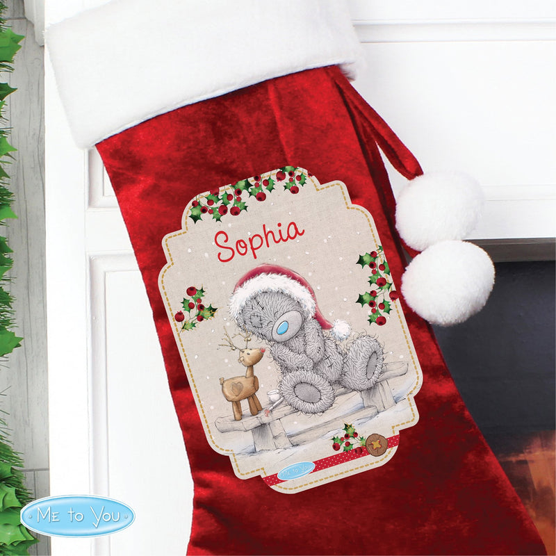 Personalised Me to You Reindeer Luxury Red Stocking Christmas Decorations Everything Personal