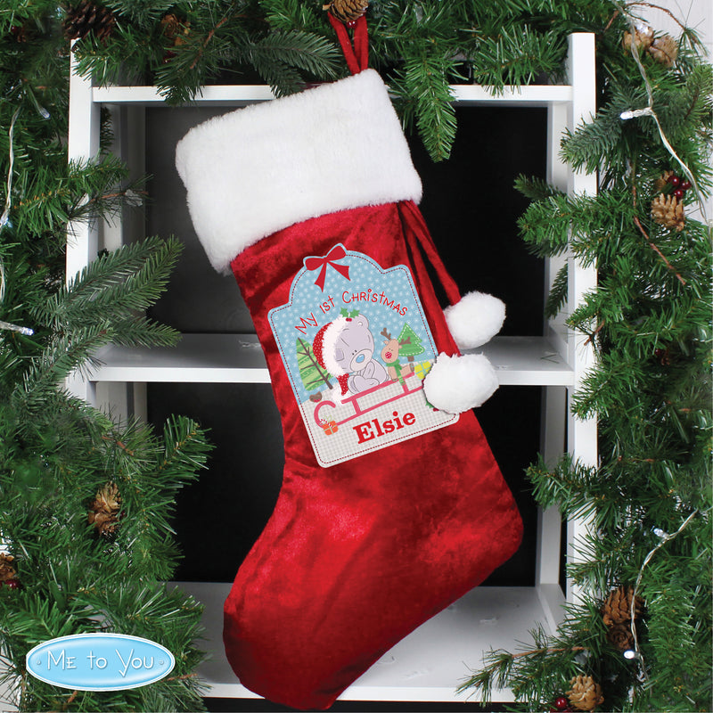 Personalised Tiny Tatty Teddy My 1st Christmas Luxury Red Stocking Christmas Decorations Everything Personal
