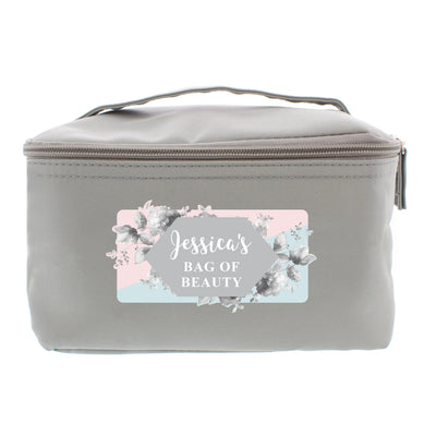 Personalised Floral Grey Vanity bag Textiles Everything Personal