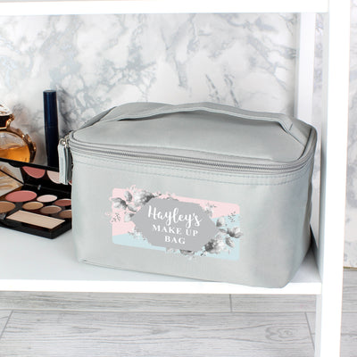 Personalised Floral Grey Toiletry Bag Textiles Everything Personal