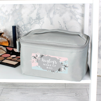 Personalised Floral Grey Vanity bag Textiles Everything Personal