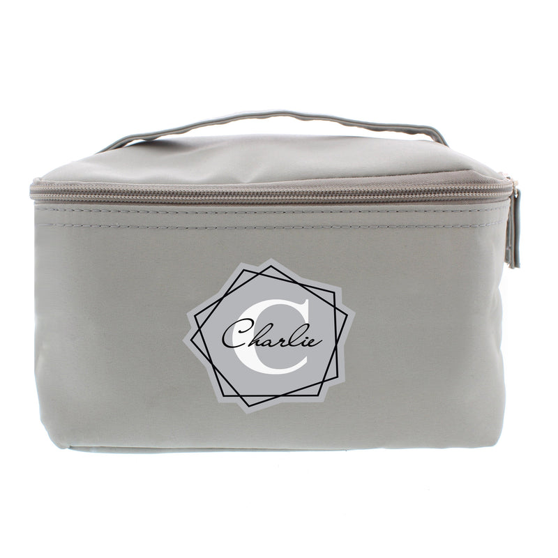 Personalised Geometric Initial Grey Vanity Bag Textiles Everything Personal