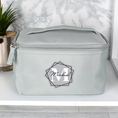 Personalised Geometric Initial Grey Vanity Bag Textiles Everything Personal