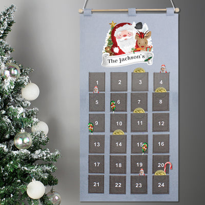 Personalised Santa Advent Calendar In Silver Grey Christmas Decorations Everything Personal