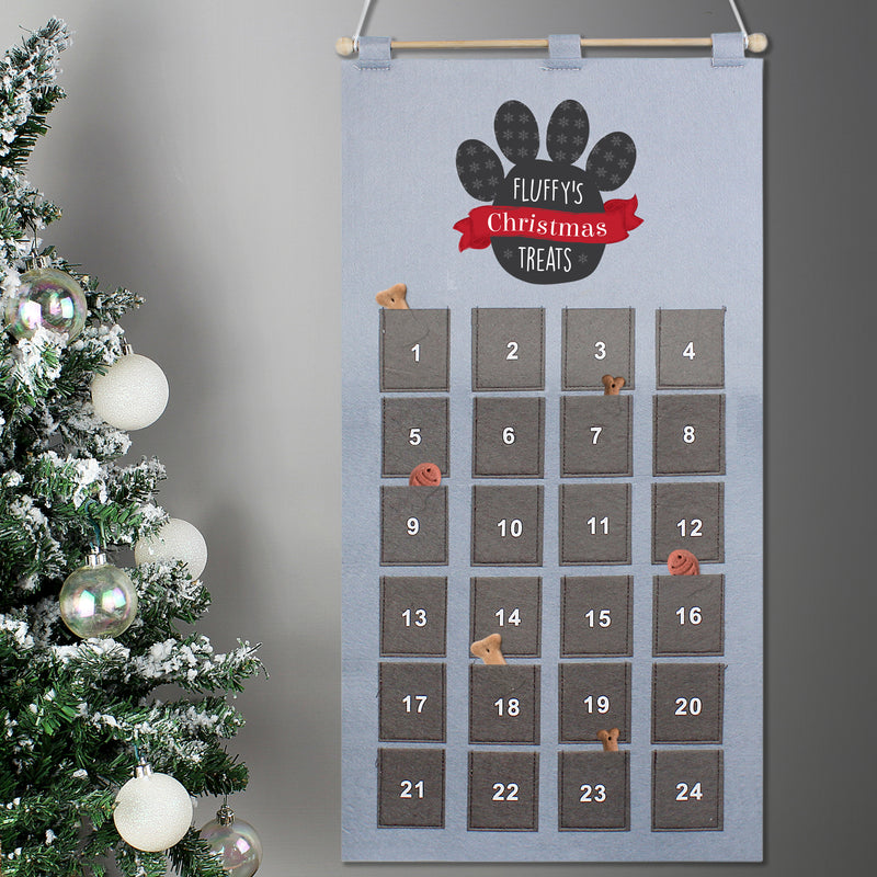 Personalised Pet Advent Calendar In Silver Grey Christmas Decorations Everything Personal