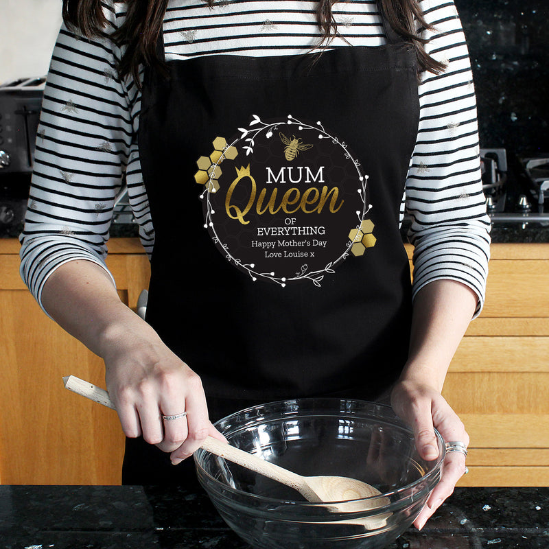 Personalised Queen Bee Black Apron Kitchen, Baking & Dining Gifts Everything Personal