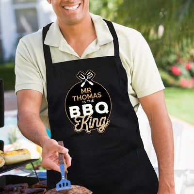 Personalised BBQ King Black Apron Textiles Everything Personal