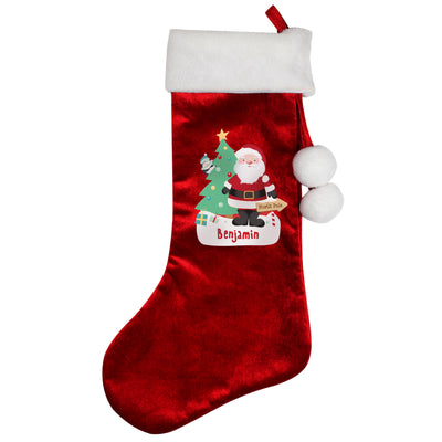 Personalised Santa Luxury Red Stocking Christmas Decorations Everything Personal