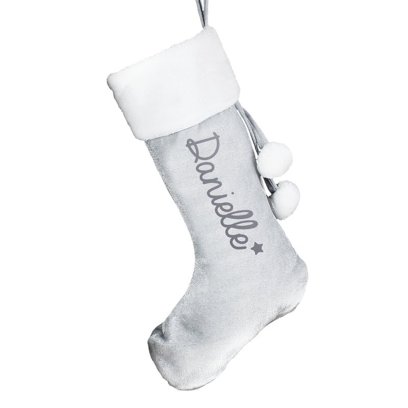 Personalised Silver Grey Stocking Christmas Decorations Everything Personal