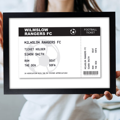 Personalised Football Ticket A4 Black Framed Print Framed Prints Everything Personal