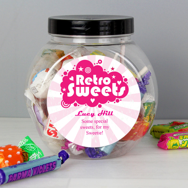 Personalised Retro Pink Sweet Jar Confectionery Everything Personal