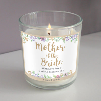 Personalised Mother of the Bride 'Floral Watercolour Wedding' Scented Jar Candle Candles & Reed Diffusers Everything Personal