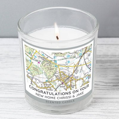 Personalised Present Day Map Compass Scented Jar Candle Candles & Reed Diffusers Everything Personal