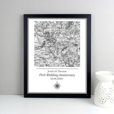 Personalised 1805 - 1874 Old Series Map Compass Black Framed Print Framed Prints Everything Personal
