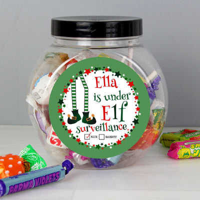 Personalised Elf Surveillance Sweet Jar Confectionery Everything Personal