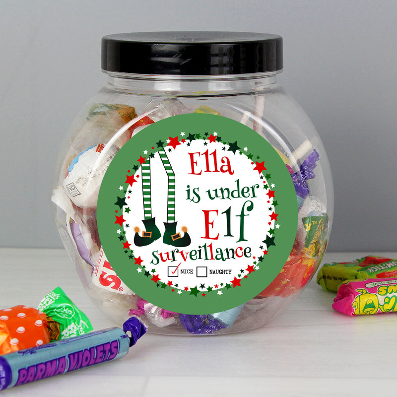 Personalised Elf Surveillance Sweet Jar Confectionery Everything Personal