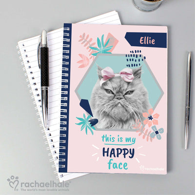 Personalised 'Happy Face' Cat A5 Notebook Stationery & Pens Everything Personal