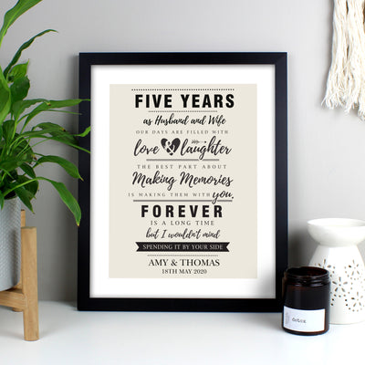 Personalised Anniversary Black Framed Print Wooden Everything Personal