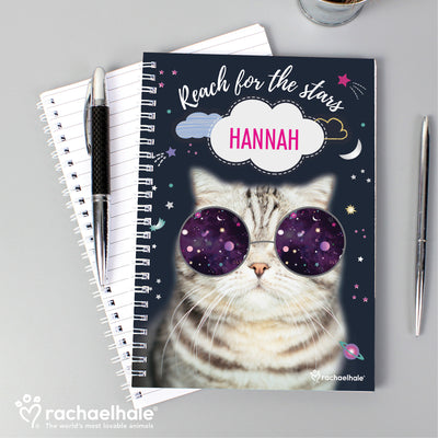 Personalised Rachael Hale Space Cat A5 Notebook Stationery & Pens Everything Personal