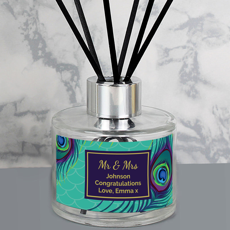 Personalised Peacock Reed Diffuser Candles & Reed Diffusers Everything Personal