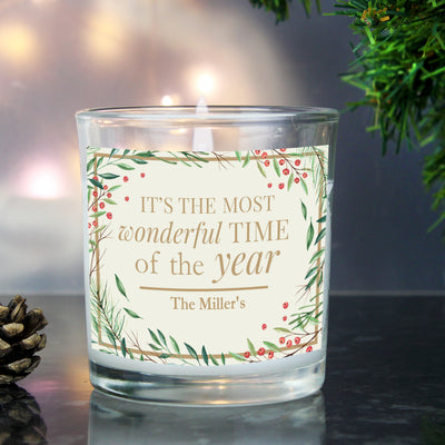Personalised 'Wonderful Time of The Year' Christmas Scented Jar Candle Candles & Reed Diffusers Everything Personal