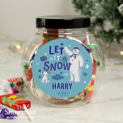 Personalised The Snowman and the Snowdog Sweet Jar Confectionery Everything Personal
