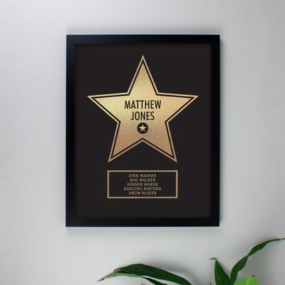 Personalised Walk of Fame Star Award Black Framed Print Framed Prints Everything Personal