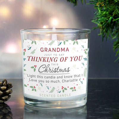 Personalised Thinking of You Christmas Scented Jar Candle Candles & Reed Diffusers Everything Personal
