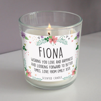 Personalised Floral Scented Jar Candle Candles & Reed Diffusers Everything Personal