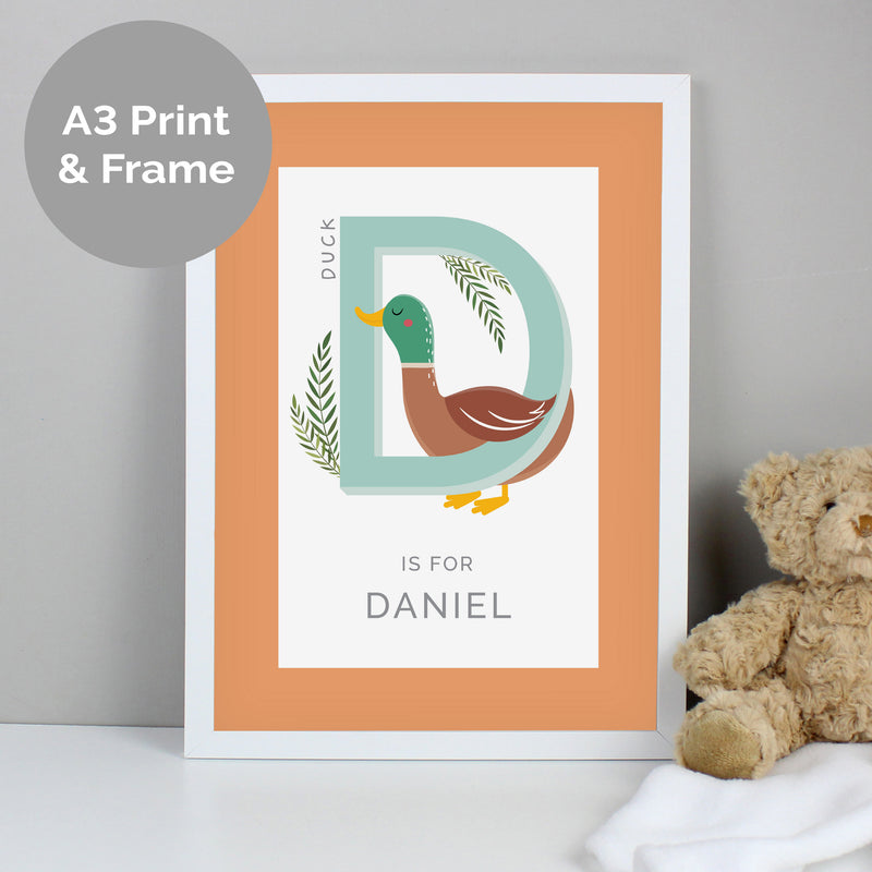Personalised Animal Alphabet A3 White Framed Print Framed Prints Everything Personal