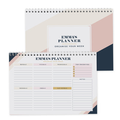 Personalised Navy & Blush A4 Desk Planner Stationery & Pens Everything Personal