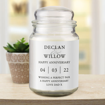 Personalised Couples Large Scented Jar Candle Candles & Reed Diffusers Everything Personal