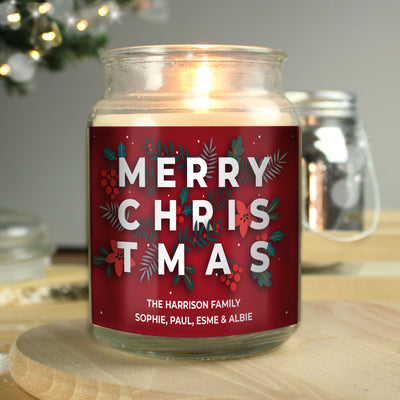 Personalised Christmas Large Scented Jar Candle Candles & Reed Diffusers Everything Personal