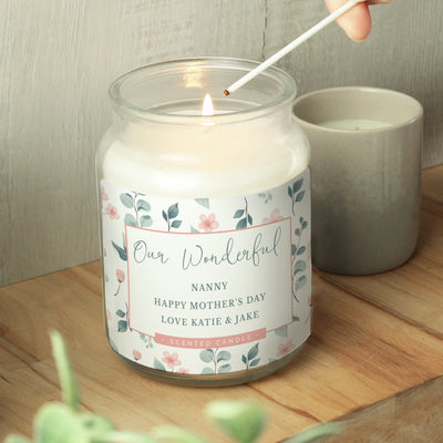 Personalised Floral Large Scented Jar Candle Candles & Reed Diffusers Everything Personal