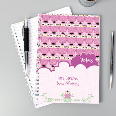 Personalised Miss Owl Teacher A5 Notebook Stationery & Pens Everything Personal